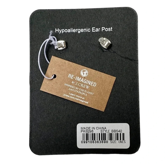 NWT J.Crew Stick-and-Stone Drop Earrings Pink Resin Beads Silver Plated BB542 - Picture 6 of 6